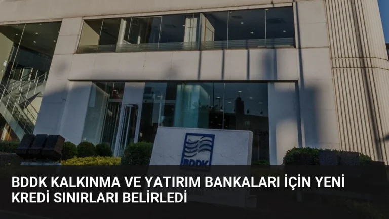 BDDK Kalkınma ve Yatırım Bankaları İçin Yeni Kredi Sınırları Belirledi