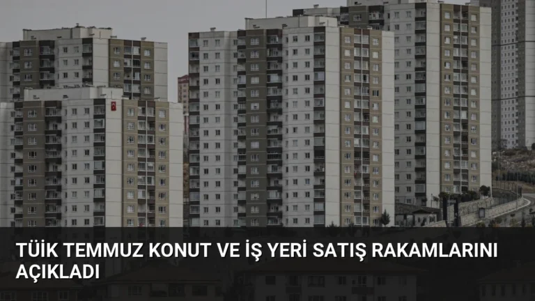 TÜİK Temmuz Konut ve İş Yeri Satış Rakamlarını Açıkladı